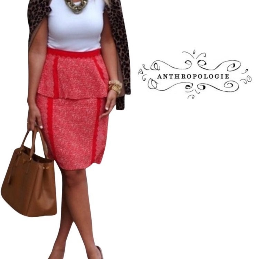 Anthropologie Plenty By Tracy Reese Geometric Print Peplum Pencil Skirt 2
